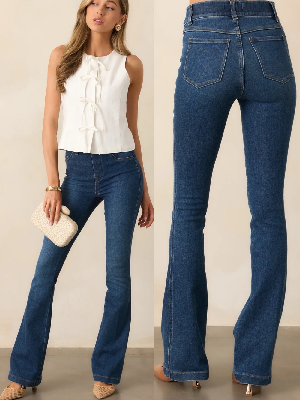 SPANX Denim Flare Jeans Dark Blue Medium